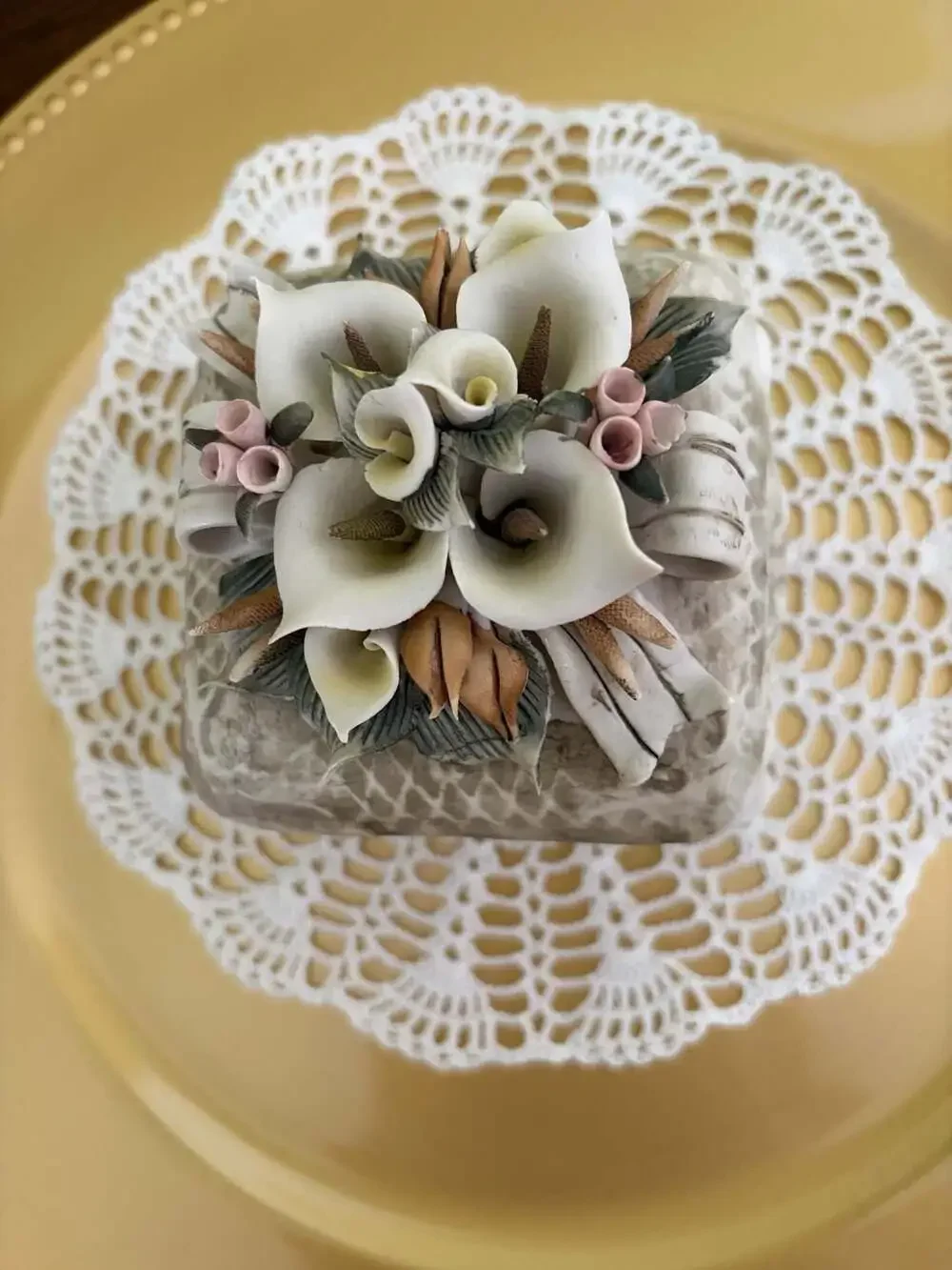Casa Elite Capodimonte Style Porcelain Floral Trinket Box
